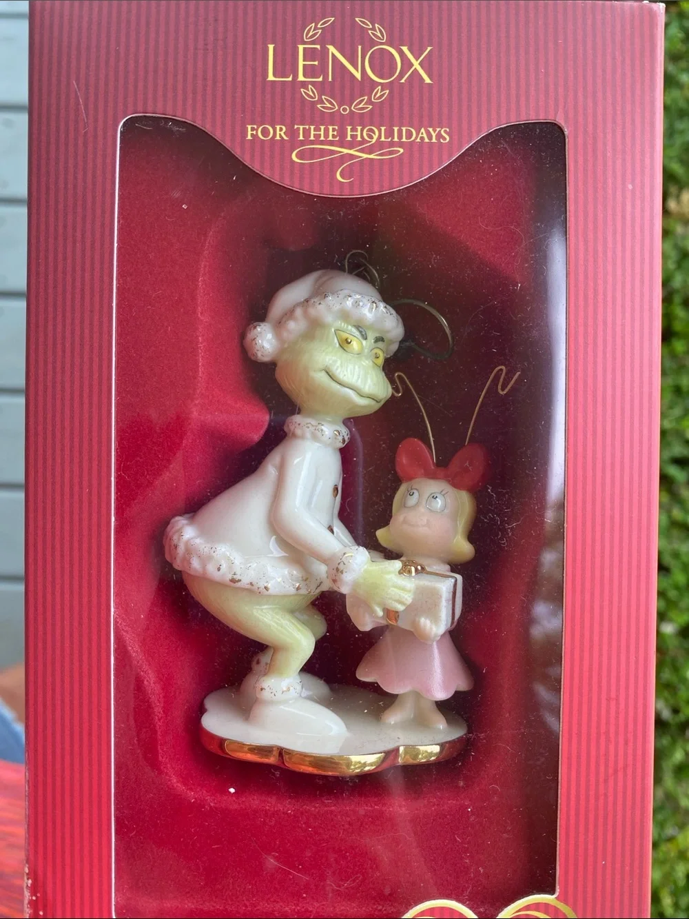 Lenox Grinch & Cindy Lou Who Ornament in White, Green, Pink & Red
